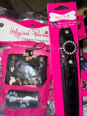 Black Bling Dog Leash and Accessory Set